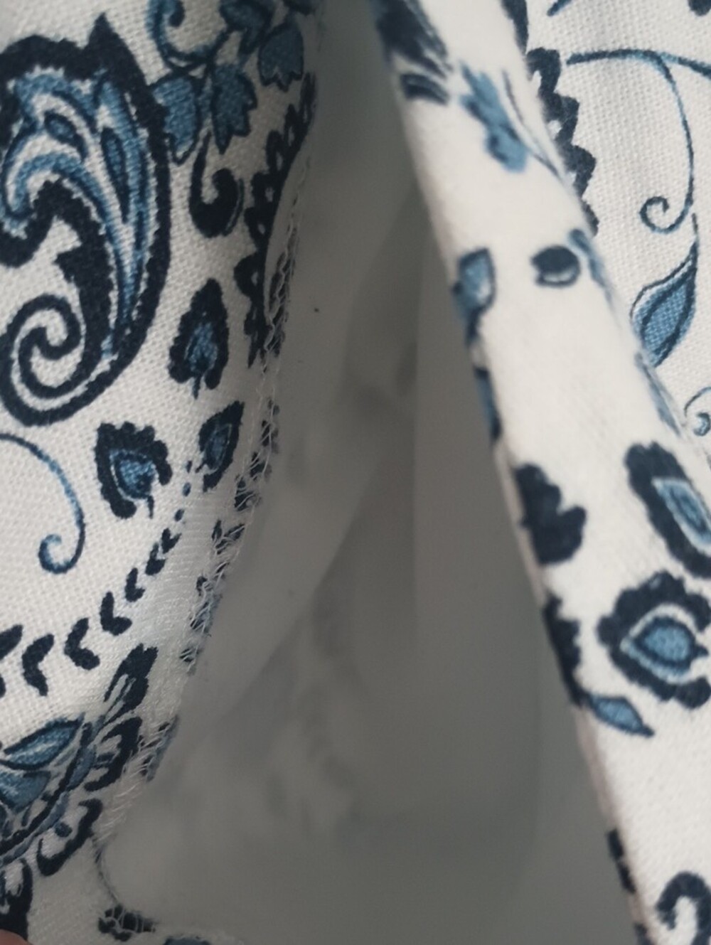 LOFT White and Blue Floral Paisley  Linen Blend Skirt - Picture 3 of 5